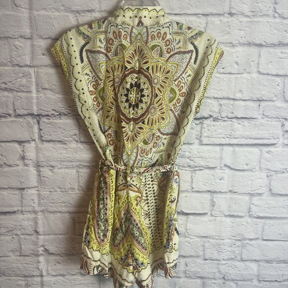 Stile Collection Women’s Earthy Boho Belted Linen Blend  Romper Size Small - Picture 5 of 9